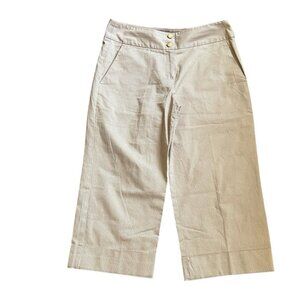 Sandro Sportswear Womens Tan Striped Stretch Wide Leg Capri Cuffed Pants Size 10